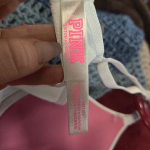 Pink white bra